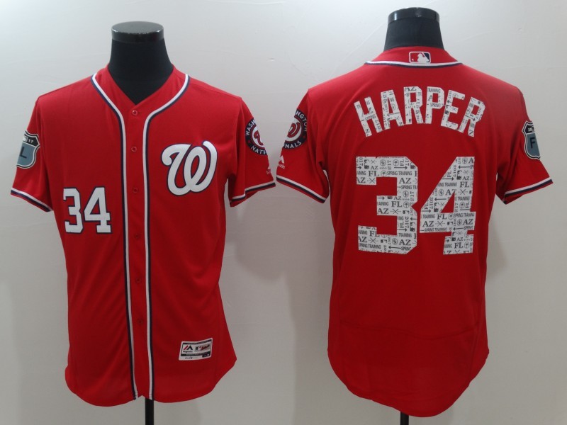 2017 MLB Washington Nationals #34 Harper Red Jerseys->chicago cubs->MLB Jersey